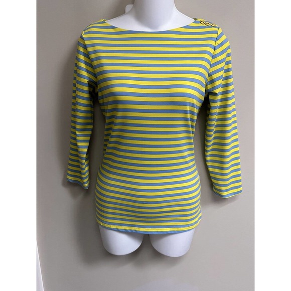 J. McLaughlin Striped Catalina Cloth Top 3/4 Sleeves ~ Size XS - Picture 3 of 7